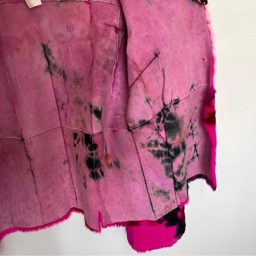 Dolce & Gabbana Fall/Winter 1999 Pink & Black Fur Lapin Tie Dye Rabbit Coat - Picture 6 of 10